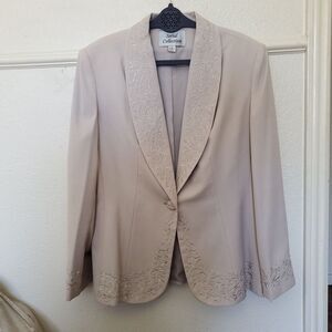 Social Collection Formal Blazer Beige Cream Sz 16 Vintage Suit Top Only Beaded